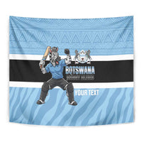 Custom Botswana Cricket Tapestry Go Baggy Blues Zebra Mascot - Wonder Print Shop