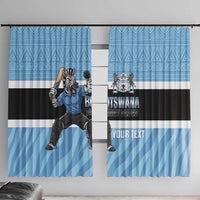 Custom Botswana Cricket Window Curtain Go Baggy Blues Zebra Mascot - Wonder Print Shop