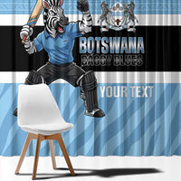 Custom Botswana Cricket Window Curtain Go Baggy Blues Zebra Mascot - Wonder Print Shop