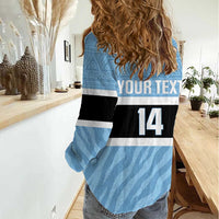 Custom Botswana Cricket Women Casual Shirt Go Baggy Blues Zebra Mascot - Wonder Print Shop