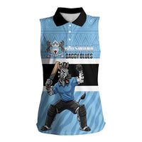 Custom Botswana Cricket Women Sleeveless Polo Shirt Go Baggy Blues Zebra Mascot - Wonder Print Shop