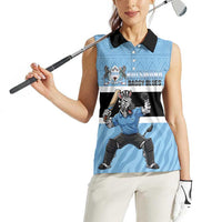 Custom Botswana Cricket Women Sleeveless Polo Shirt Go Baggy Blues Zebra Mascot - Wonder Print Shop