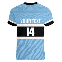 Custom Botswana Cricket Women V-Neck T-Shirt Go Baggy Blues Zebra Mascot - Wonder Print Shop