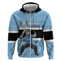 Custom Botswana Cricket Zip Hoodie Go Baggy Blues Zebra Mascot - Wonder Print Shop