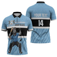 Custom Botswana Cricket Zipper Polo Shirt Go Baggy Blues Zebra Mascot - Wonder Print Shop