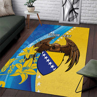 Personalised Bosnia and Herzegovina Independence Day Area Rug Lilium Bosniacum With Eagle Curve Style - Wonder Print Shop