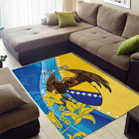 Personalised Bosnia and Herzegovina Independence Day Area Rug Lilium Bosniacum With Eagle Curve Style - Wonder Print Shop