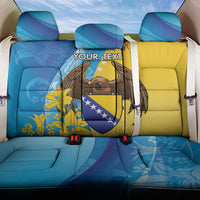 Personalised Bosnia and Herzegovina Independence Day Back Car Seat Cover Lilium Bosniacum With Eagle Curve Style - Wonder Print Shop