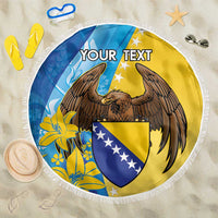Personalised Bosnia and Herzegovina Independence Day Beach Blanket Lilium Bosniacum With Eagle Curve Style - Wonder Print Shop