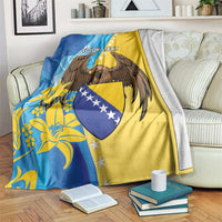 Personalised Bosnia and Herzegovina Independence Day Blanket Lilium Bosniacum With Eagle Curve Style