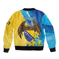 Personalised Bosnia and Herzegovina Independence Day Bomber Jacket Lilium Bosniacum With Eagle Curve Style - Wonder Print Shop