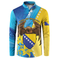 Personalised Bosnia and Herzegovina Independence Day Button Sweatshirt Lilium Bosniacum With Eagle Curve Style - Wonder Print Shop