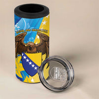 Personalised Bosnia and Herzegovina Independence Day 4 in 1 Can Cooler Tumbler Lilium Bosniacum With Eagle Curve Style - Wonder Print Shop