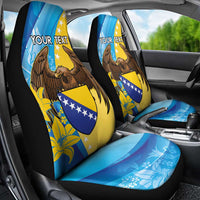 Personalised Bosnia and Herzegovina Independence Day Car Seat Cover Lilium Bosniacum With Eagle Curve Style - Wonder Print Shop