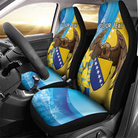 Personalised Bosnia and Herzegovina Independence Day Car Seat Cover Lilium Bosniacum With Eagle Curve Style - Wonder Print Shop