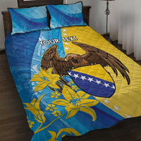 Personalised Bosnia and Herzegovina Independence Day Quilt Bed Set Lilium Bosniacum With Eagle Curve Style - Wonder Print Shop