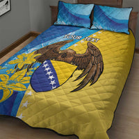 Personalised Bosnia and Herzegovina Independence Day Quilt Bed Set Lilium Bosniacum With Eagle Curve Style - Wonder Print Shop