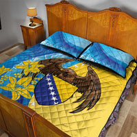 Personalised Bosnia and Herzegovina Independence Day Quilt Bed Set Lilium Bosniacum With Eagle Curve Style - Wonder Print Shop