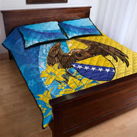 Personalised Bosnia and Herzegovina Independence Day Quilt Bed Set Lilium Bosniacum With Eagle Curve Style - Wonder Print Shop