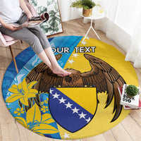 Personalised Bosnia and Herzegovina Independence Day Round Carpet Lilium Bosniacum With Eagle Curve Style