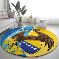 Personalised Bosnia and Herzegovina Independence Day Round Carpet Lilium Bosniacum With Eagle Curve Style