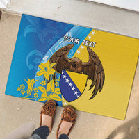 Personalised Bosnia and Herzegovina Independence Day Rubber Doormat Lilium Bosniacum With Eagle Curve Style - Wonder Print Shop