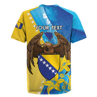 Personalised Bosnia and Herzegovina Independence Day Rugby Jersey Lilium Bosniacum With Eagle Curve Style - Wonder Print Shop