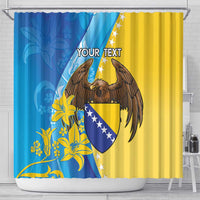 Personalised Bosnia and Herzegovina Independence Day Shower Curtain Lilium Bosniacum With Eagle Curve Style