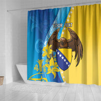 Personalised Bosnia and Herzegovina Independence Day Shower Curtain Lilium Bosniacum With Eagle Curve Style