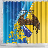 Personalised Bosnia and Herzegovina Independence Day Shower Curtain Lilium Bosniacum With Eagle Curve Style