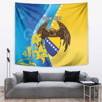 Personalised Bosnia and Herzegovina Independence Day Tapestry Lilium Bosniacum With Eagle Curve Style - Wonder Print Shop