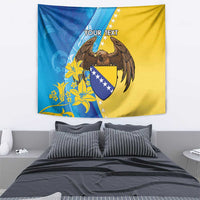Personalised Bosnia and Herzegovina Independence Day Tapestry Lilium Bosniacum With Eagle Curve Style - Wonder Print Shop