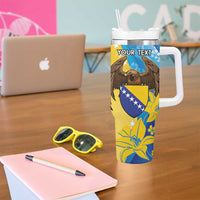 Personalised Bosnia and Herzegovina Independence Day Tumbler With Handle Lilium Bosniacum With Eagle Curve Style - Wonder Print Shop