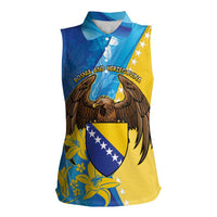 Personalised Bosnia and Herzegovina Independence Day Women Sleeveless Polo Shirt Lilium Bosniacum With Eagle Curve Style - Wonder Print Shop