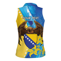 Personalised Bosnia and Herzegovina Independence Day Women Sleeveless Polo Shirt Lilium Bosniacum With Eagle Curve Style - Wonder Print Shop