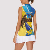 Personalised Bosnia and Herzegovina Independence Day Women Sleeveless Polo Shirt Lilium Bosniacum With Eagle Curve Style - Wonder Print Shop