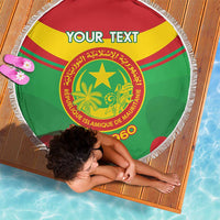 Personalised Mauritania Independence Day Beach Blanket Coat Of Arms With Map Flag Color - Wonder Print Shop