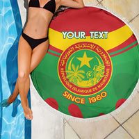 Personalised Mauritania Independence Day Beach Blanket Coat Of Arms With Map Flag Color - Wonder Print Shop