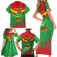 Personalised Mauritania Independence Day Family Matching Short Sleeve Bodycon Dress and Hawaiian Shirt Coat Of Arms With Map Flag Color - Wonder Print Shop