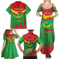 Personalised Mauritania Independence Day Family Matching Summer Maxi Dress and Hawaiian Shirt Coat Of Arms With Map Flag Color - Wonder Print Shop