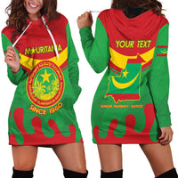Personalised Mauritania Independence Day Hoodie Dress Coat Of Arms With Map Flag Color - Wonder Print Shop