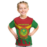 Personalised Mauritania Independence Day Kid T Shirt Coat Of Arms With Map Flag Color - Wonder Print Shop