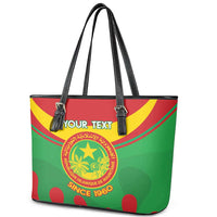 Personalised Mauritania Independence Day Leather Tote Bag Coat Of Arms With Map Flag Color - Wonder Print Shop