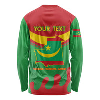 Personalised Mauritania Independence Day Long Sleeve Shirt Coat Of Arms With Map Flag Color - Wonder Print Shop