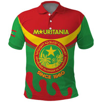 Personalised Mauritania Independence Day Polo Shirt Coat Of Arms With Map Flag Color - Wonder Print Shop