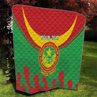 Personalised Mauritania Independence Day Quilt Coat Of Arms With Map Flag Color - Wonder Print Shop