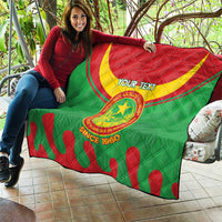 Personalised Mauritania Independence Day Quilt Coat Of Arms With Map Flag Color - Wonder Print Shop