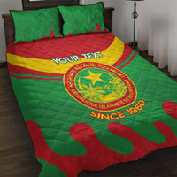 Personalised Mauritania Independence Day Quilt Bed Set Coat Of Arms With Map Flag Color - Wonder Print Shop
