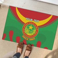 Personalised Mauritania Independence Day Rubber Doormat Coat Of Arms With Map Flag Color - Wonder Print Shop