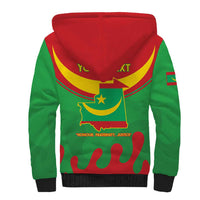 Personalised Mauritania Independence Day Sherpa Hoodie Coat Of Arms With Map Flag Color - Wonder Print Shop